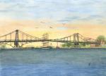 Postcard DIN-A6 Foil magnet Kaiser-Wilhelm-Bridge Sunset WHV7